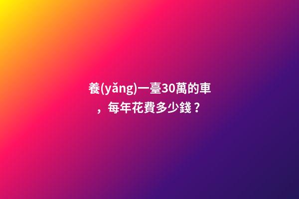 養(yǎng)一臺30萬的車，每年花費多少錢？